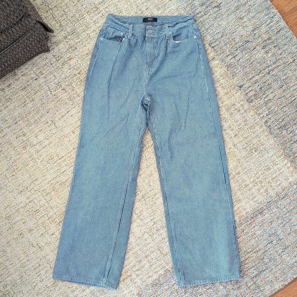 Able Blue and White Striped Wide Leg Jeans -28